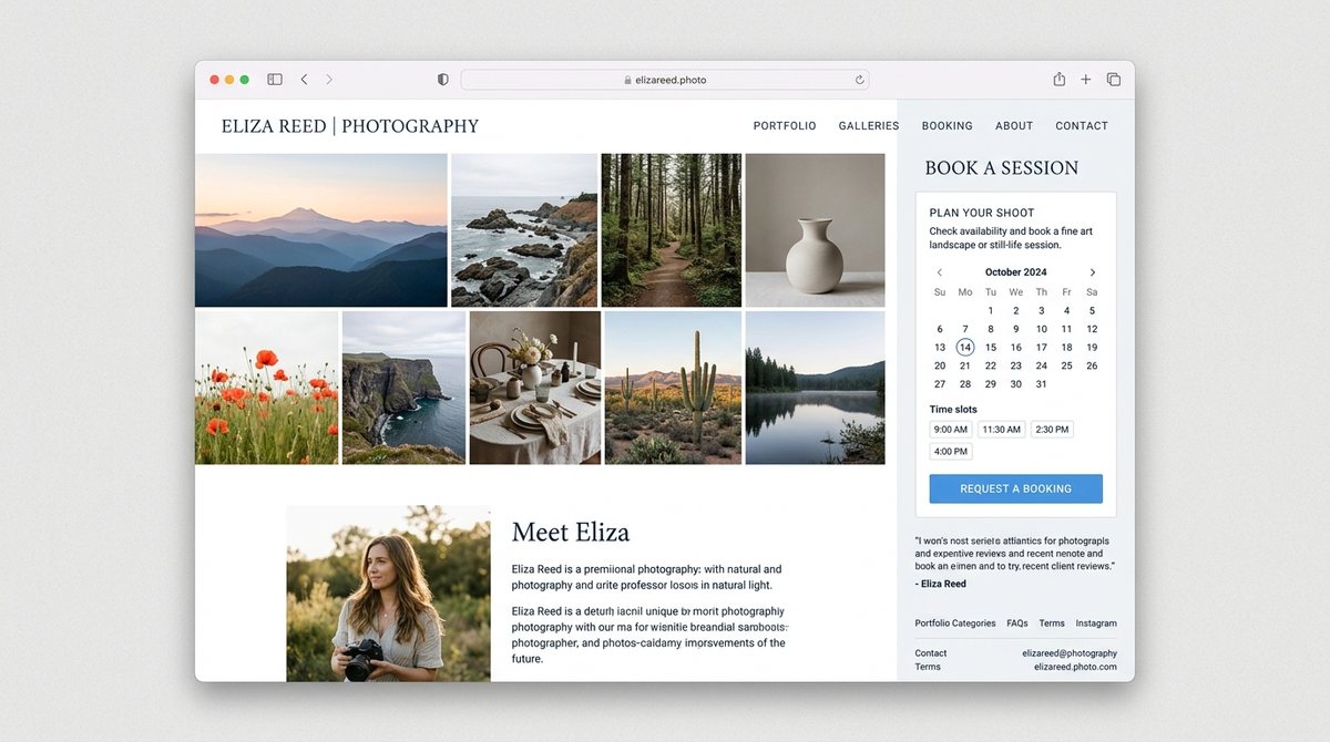 A bespoke photography portfolio and booking website with client galleries
